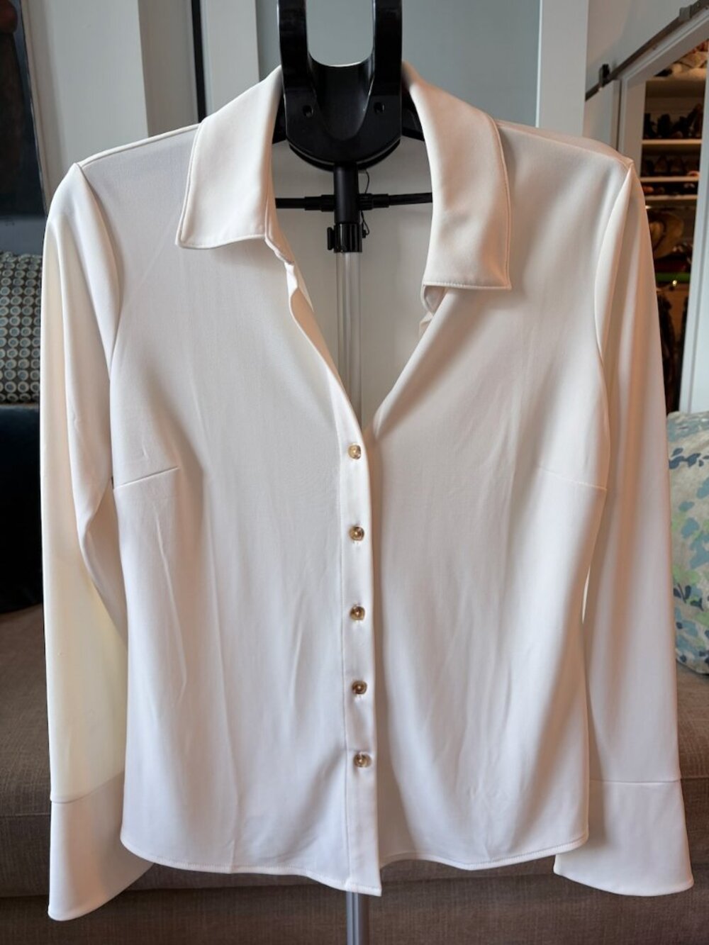 Banana Republic cream blouse with wide cuffs; Medium